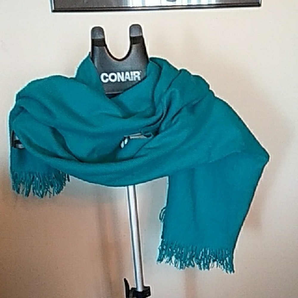 Soft Fringed Teal Scarf